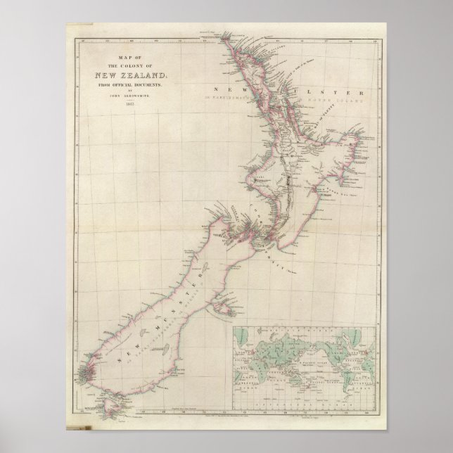 Map of the Colony of New Zealand Poster (Front)