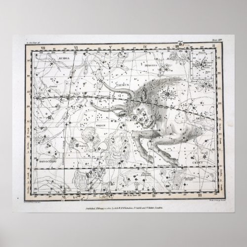 Map of The Constellations Plate XIV Poster