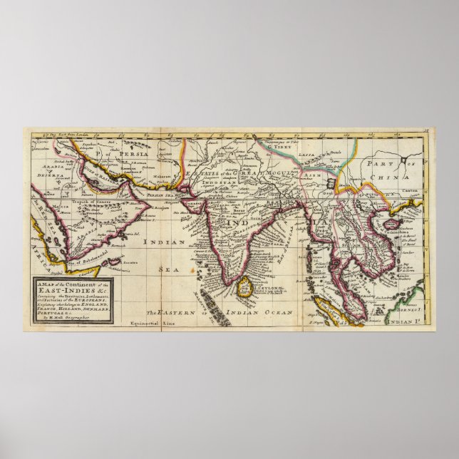 Map of the continent of the East Indies Poster (Front)