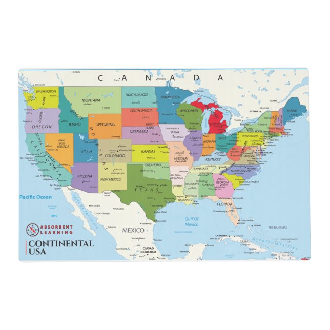 Map of the Continental United States Placemat (Front)