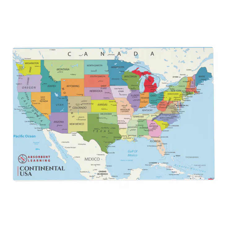Map Of The Continental United States Placemat Zazzle Map Of The Continental United States Placemat Zkjfm 736.webp