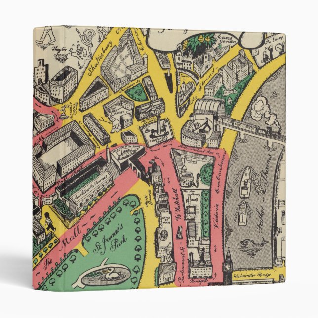 Map of the Coronation Route, London, England 3 Ring Binder (Front/Spine)