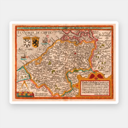 Map of the county of Flanders 1609 Sticker