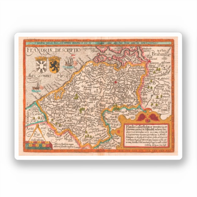 Map of the county of Flanders (1609) Sticker (Front)