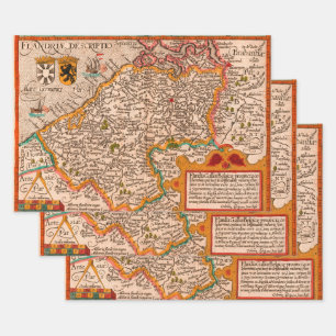 Map of the county of Flanders (1609) Wrapping Paper Sheets