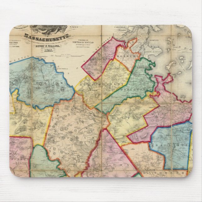 Map of the County of Norfolk, Massachusetts Mouse Pad (Front)
