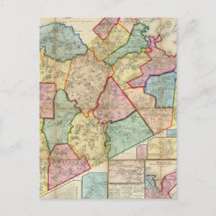 Map of the County of Norfolk, Massachusetts Postcard