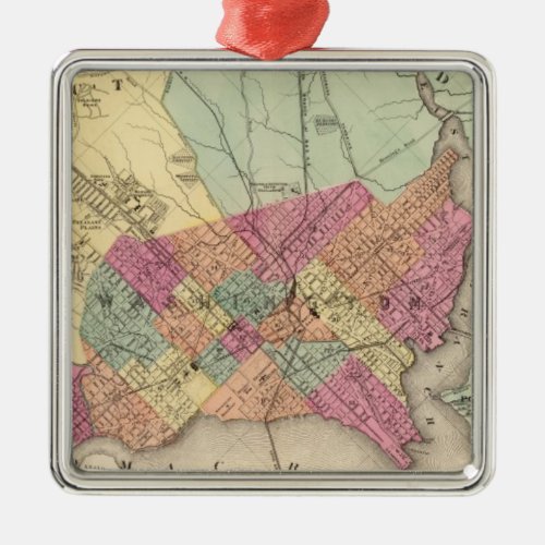 Map of the District of Columbia Washington Metal Ornament