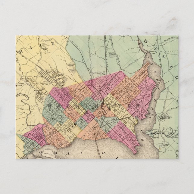Map of the District of Columbia, Washington Postcard (Front)