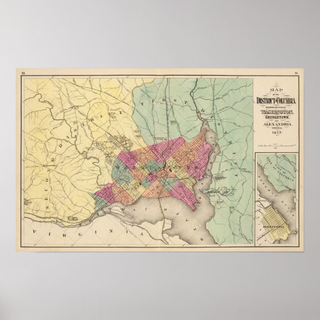 Map of the District of Columbia, Washington Poster (Front)