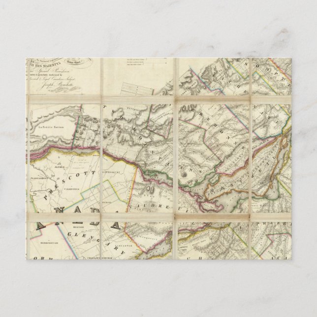 Map of the District of Montreal, Lower Canada Postcard (Front)