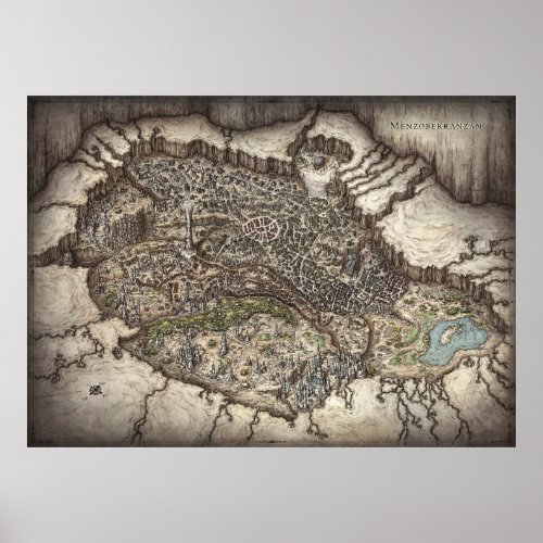 Map of the Drow city of Menzoberranzan Poster