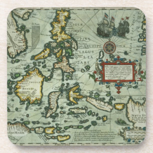 Map of the East Indies, pub. 1635 in Amsterdam (ha Drink Coaster