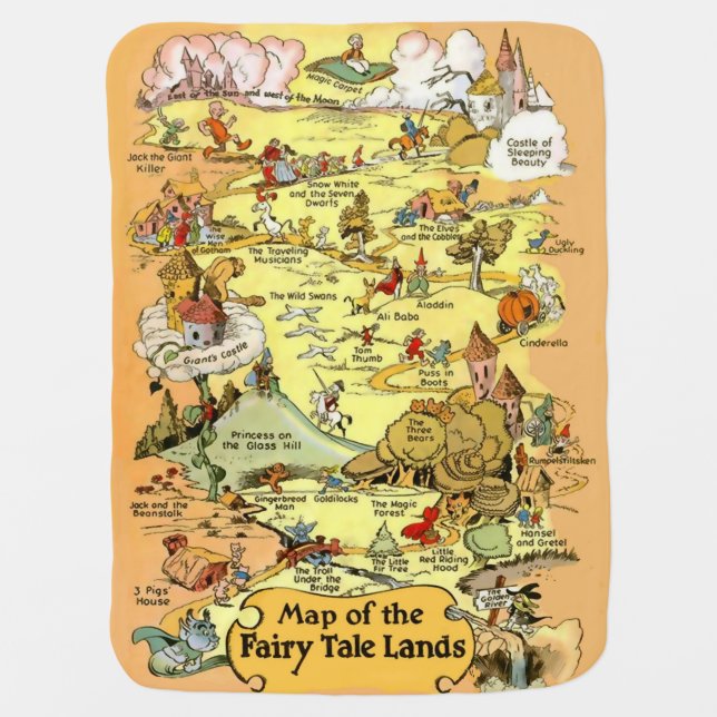 Map of the Fairy Tale Lands Swaddle Blanket (Front)