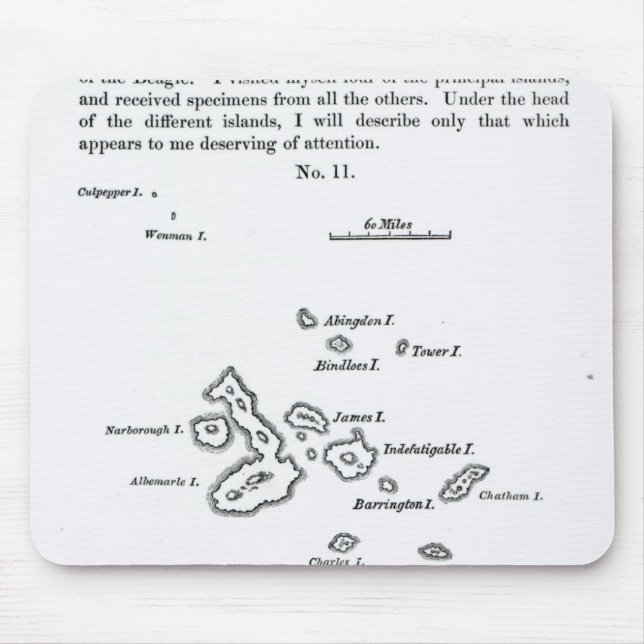 Map of the Galapagos Archipelago, 1844 Mouse Pad (Front)