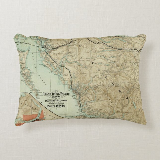 Map Of The Grand Trunk Pacific Railway Accent Pillow (Front)