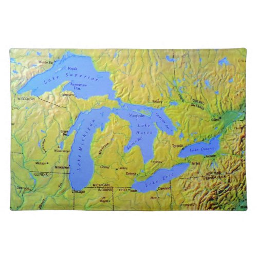 Map of The Great Lakes Design Cloth Placemat