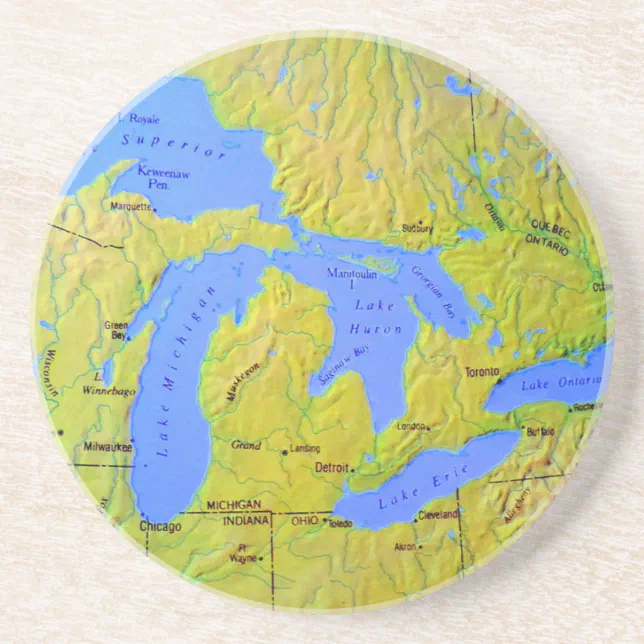 Map of The Great Lakes Design Drink Coaster | Zazzle