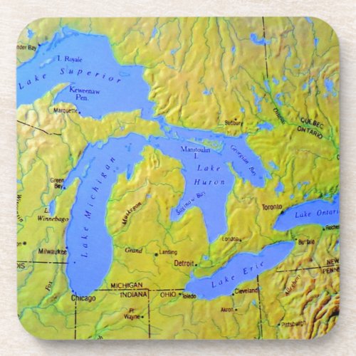 Map of The Great Lakes Design Drink Coaster