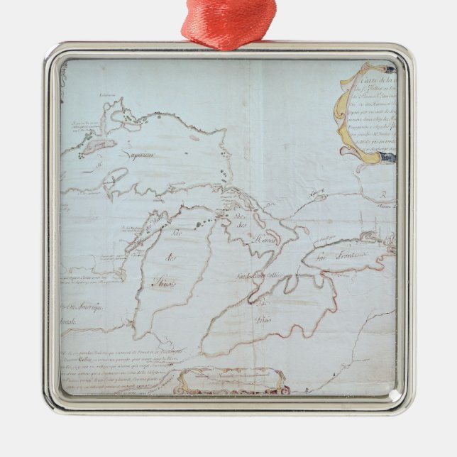 Map of the Great Lakes Metal Ornament (Front)