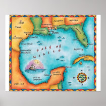 Map of the Gulf of Mexico Poster