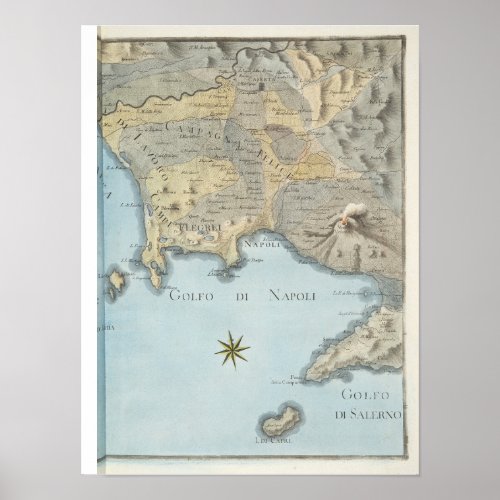 Map of the Gulf of Naples and Surrounding Area Poster