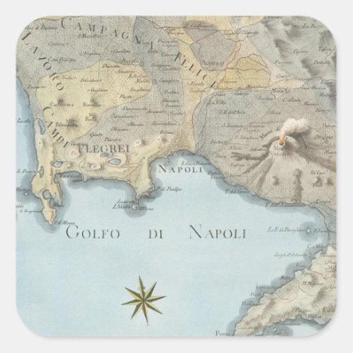 Map of the Gulf of Naples and Surrounding Area Square Sticker