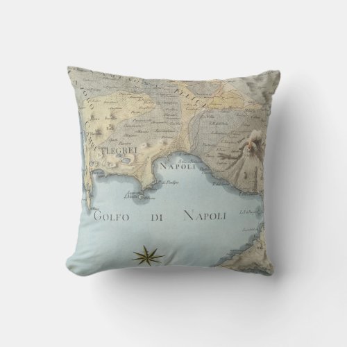 Map of the Gulf of Naples and Surrounding Area Throw Pillow