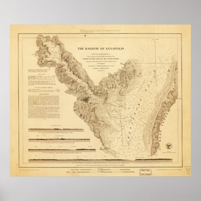 Map of the Harbor of Annapolis (1846) Poster (Front)