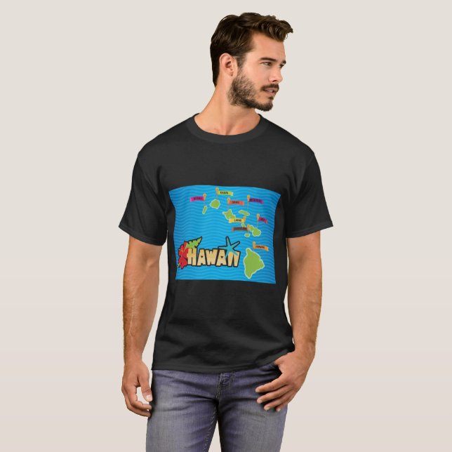 Map of the Hawaii Islands T-Shirt (Front Full)