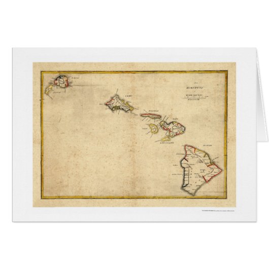 Map of the Hawaiian Islands by Kalama 1837 (Front Horizontal)