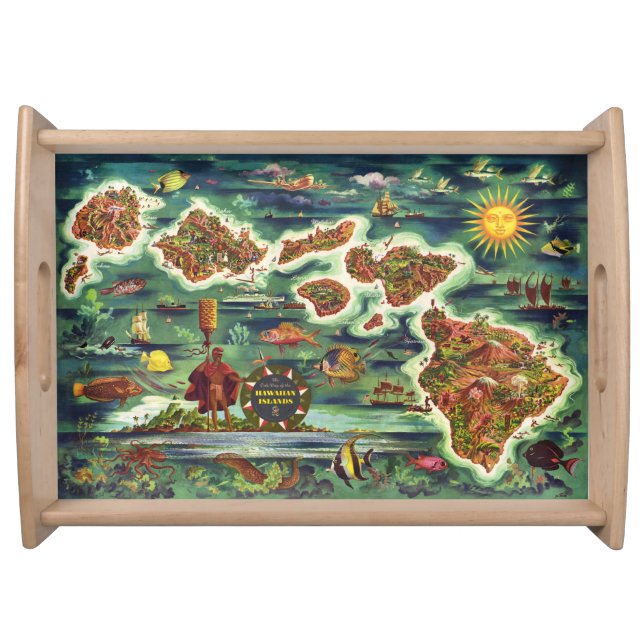 Map of the Hawaiian Islands  Serving Tray (Front)