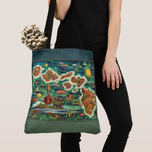 Map of the Hawaiian Islands Tote Bag