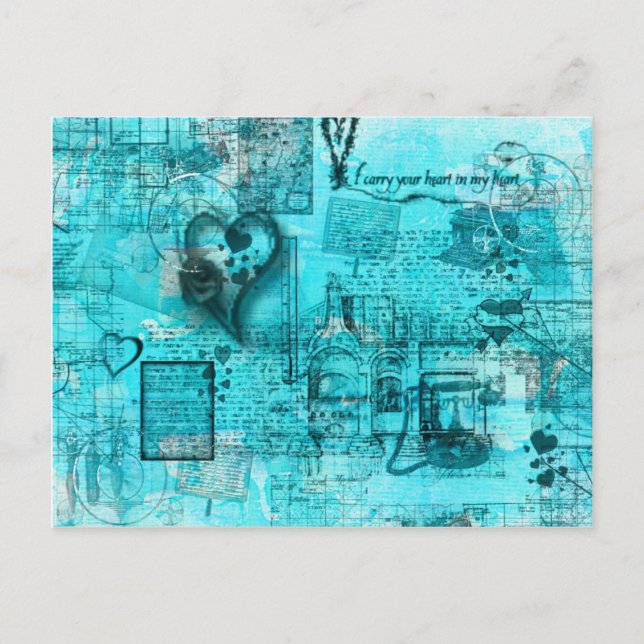 Map of the Heart (Turquoise) Postcard (Front)