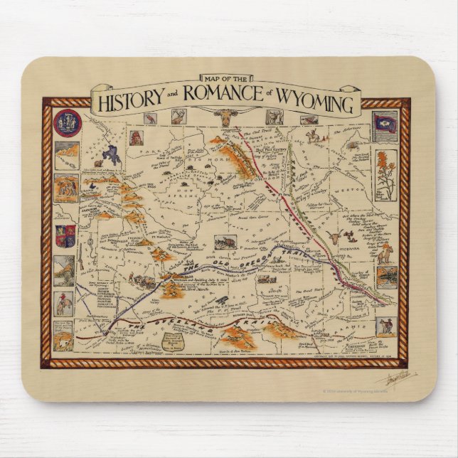 Map of the History and Romance of Wyoming Mouse Pad (Front)