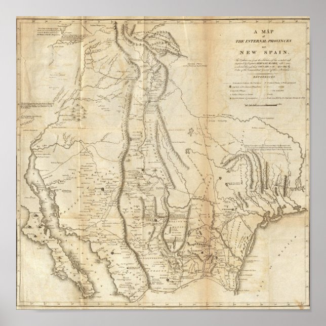 Map of The Internal Provinces of New Spain Poster (Front)