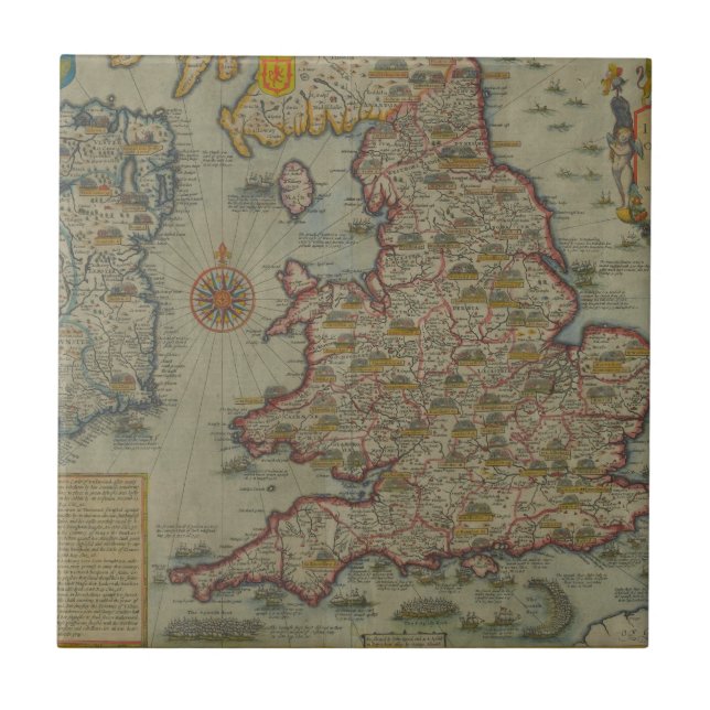 Map of The Invasions of England & Ireland Ceramic Tile (Front)