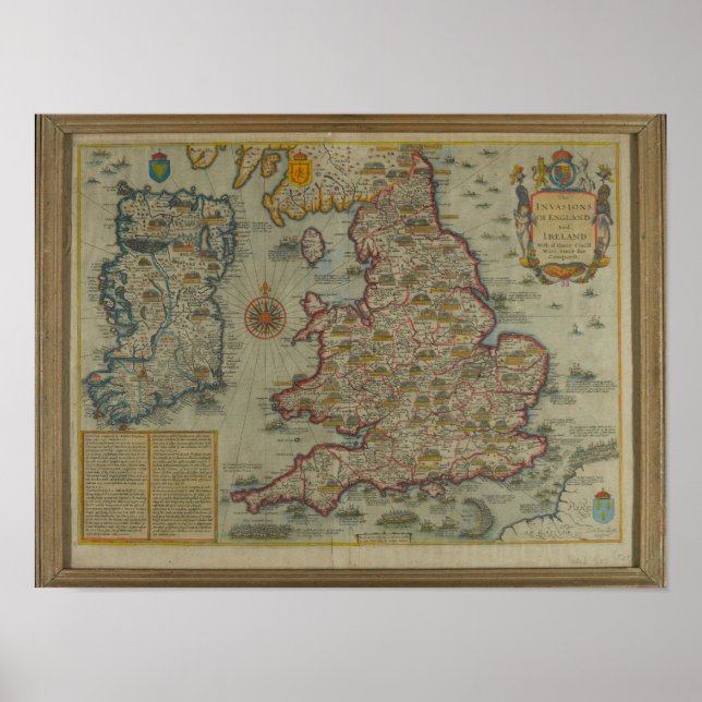 Map of The Invasions of England & Ireland Poster (Front)