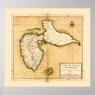 Map of the Island of Guadeloupe (1742) Poster
