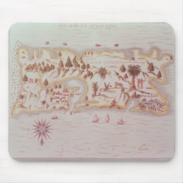 Map of the island of Puerto Rico, 1599 Mouse Pad (Front)
