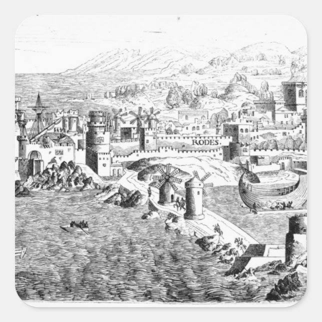 Map of the Island of Rhodes Square Sticker (Front)