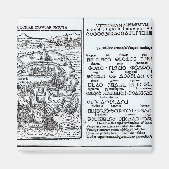 Map of the Island of Utopia and its Alphabet Magnet (Front)