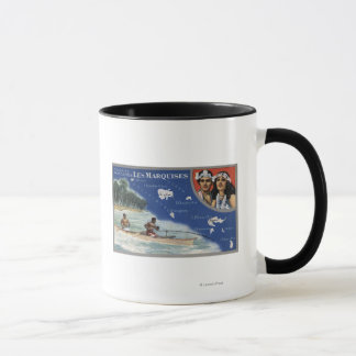 Map of the Islands, Natives in a Canoe Mug