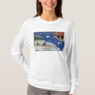 Map of the Islands, Natives in a Canoe T-Shirt