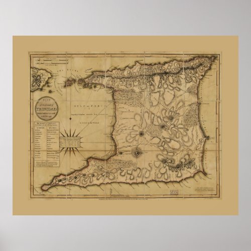 Map of the Isle of Trinidad 1797 Poster