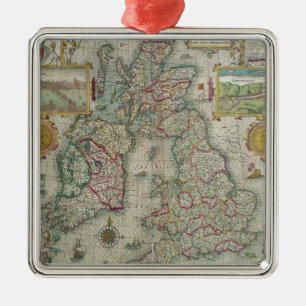 Map of the Kingdom of Great Britain and Ireland Metal Ornament