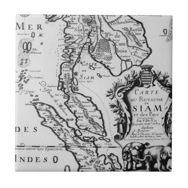 Map of the Kingdom of Siam Ceramic Tile (Front)