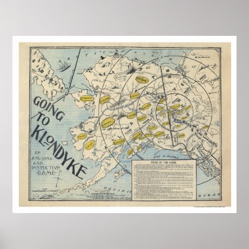 Map of the Klondyke from a Board Game 1897 Poster