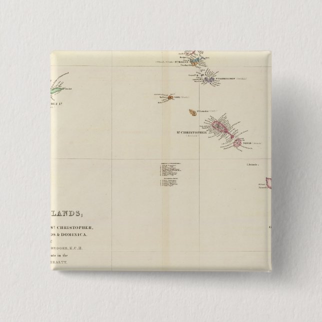 Map of The Leeward Islands Button (Front)