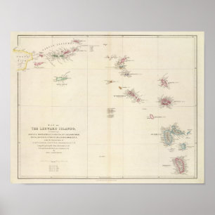 Map of The Leeward Islands Poster